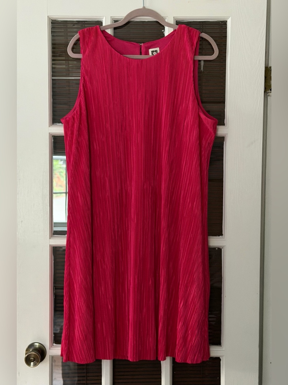 Anne Klein Women’s XL Fuchsia Sleeveless Pleated Lined Mini Dress | SKU 0391